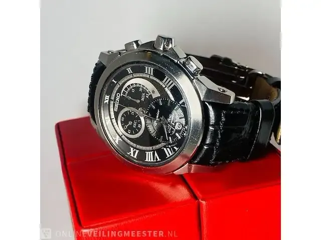 1 seiko premier met splinternieuwe kalfs croco band - afbeelding 3 van  6