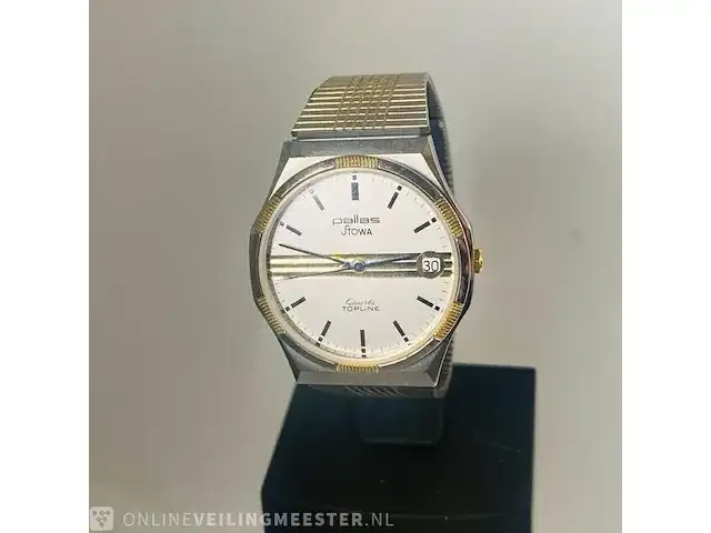 1 stowa goud zilveren horloge, pallas flatline serie - afbeelding 8 van  9
