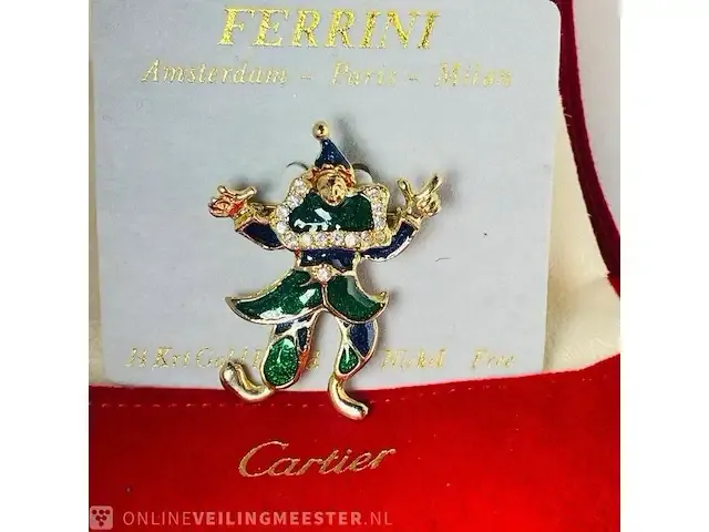 1 vincent ferrini, 14kt goud venetiaanse clown - afbeelding 1 van  3