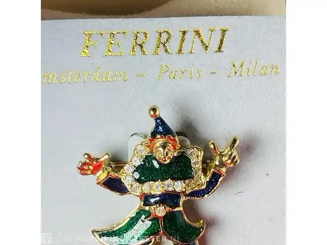 1 vincent ferrini, 14kt goud venetiaanse clown - afbeelding 3 van  3