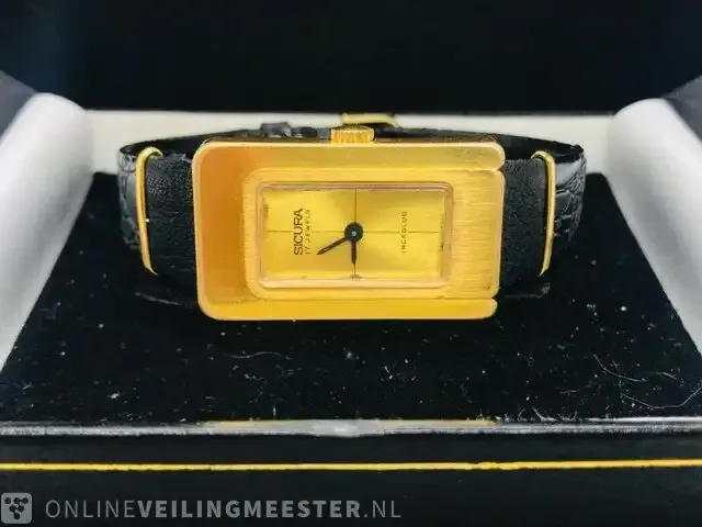 1 vintage horloge - breitling sicura tank - goldplated - afbeelding 1 van  7