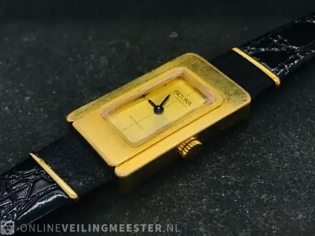 1 vintage horloge - breitling sicura tank - goldplated - afbeelding 6 van  7