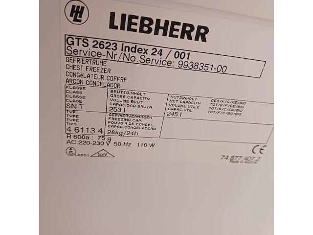 1 vrieskist a++, liebherr, gts2623 - afbeelding 10 van  10