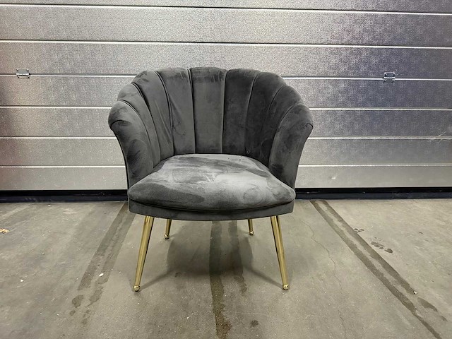 1 x grijze schelpfauteuil - afbeelding 1 van  2