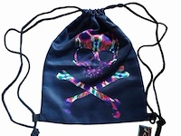 1 x gymbag gymtas rugzak zwarte schedel skull multicolor nieuw. - afbeelding 3 van  5