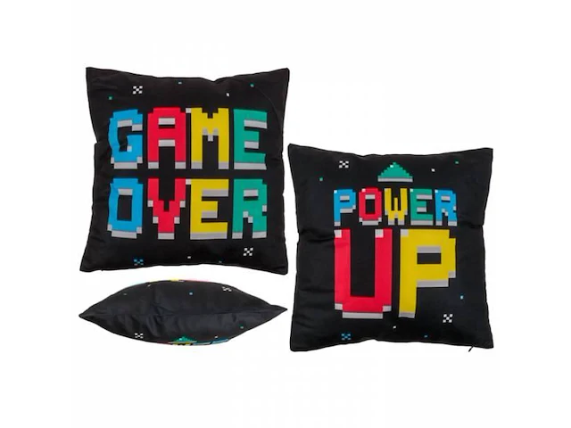 1 x omkeerbaar kussen, power up & game over. - afbeelding 2 van  3