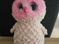 1 x roze knuffel uil glitter ogen. - afbeelding 1 van  3