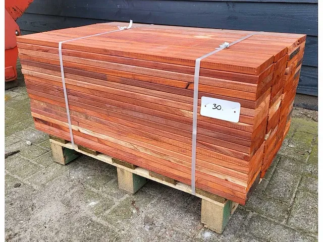 10 m2 padouk planken 21 x 140mm , 76 stuks / 95 cm - afbeelding 3 van  4