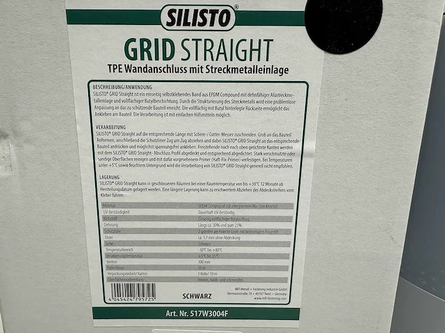 10 meter tpe wandverbinding met strekmetalen inleg 30mm - afbeelding 2 van  2