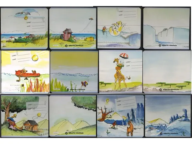 10 x 92111-set van 20 schriften 14,3 x 16 cm lijnen 6-3-6 + vlijn verschillende dessins - afbeelding 1 van  11