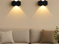 10 x bidirectionele led wandlamp – 4w – 3500k – ip54 – zwart – sw-51-2 - afbeelding 1 van  4