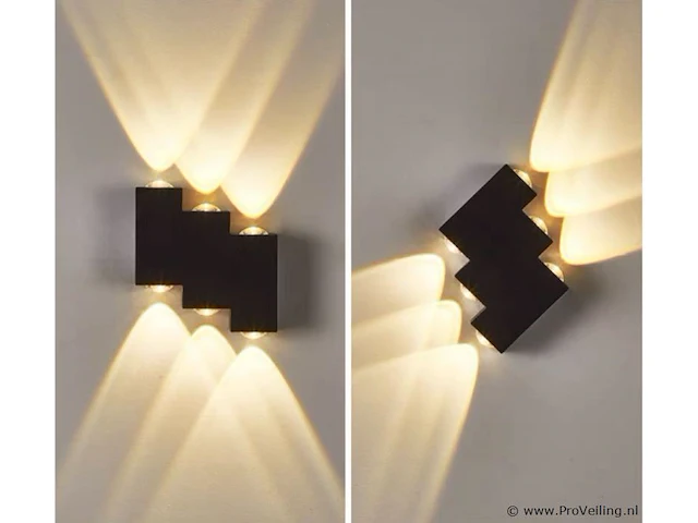 10 x bidirectionele led wandlamp – 6w – 3500k – ip54 – zwart – sw-45-3 - afbeelding 2 van  3