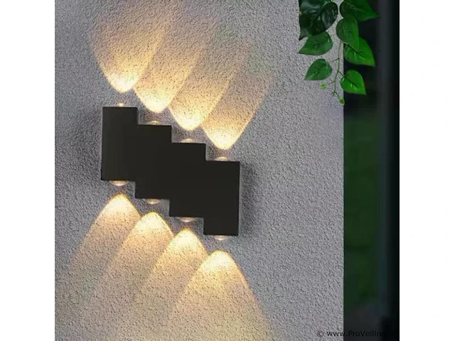10 x bidirectionele led wandlamp – 8w – 3500k – ip54 – zwart – sw-45-4 - afbeelding 1 van  2