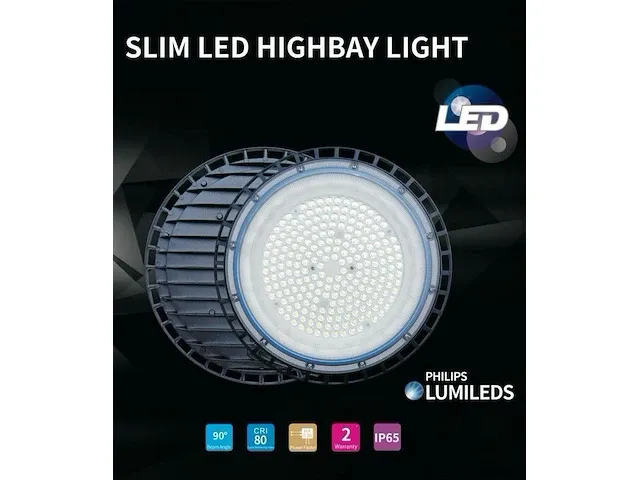 10 x highbay slim 100w - philips lumileds - 110lm/w - koud wit 6500k - afbeelding 3 van  5