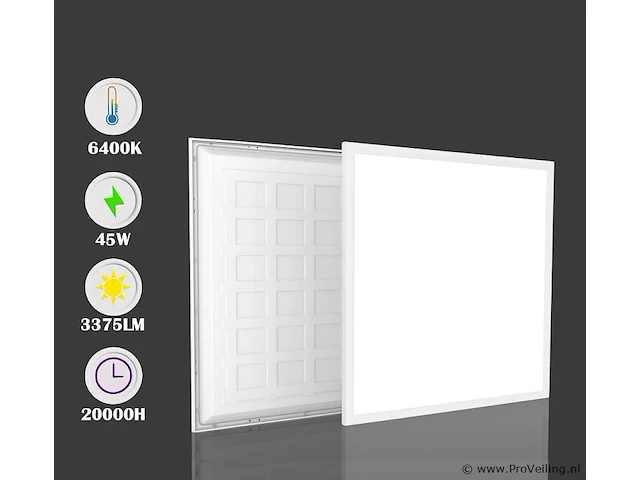 10 x led-paneel 45w – 595 × 595 mm– 3375 lumen – 6400k koud wit – super eco - afbeelding 3 van  5