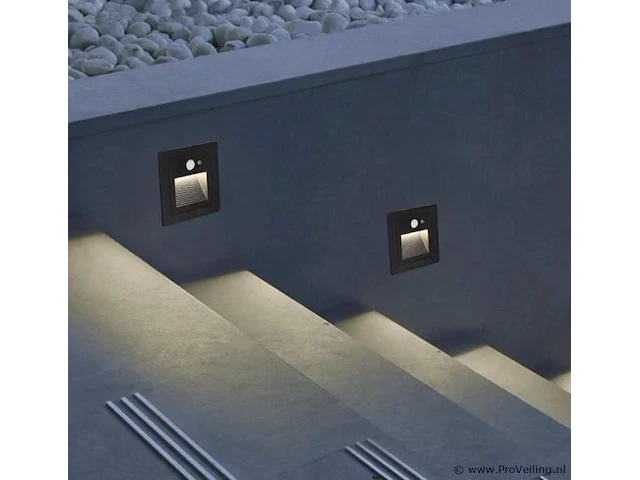 10 x led trapverlichting met sensor – 3w – 270 lm – 3000k witwarm – ip65 waterdicht – inbouw vierkant – antraciet (ly03) - afbeelding 4 van  4