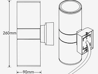 10 x led wandlamp - bidirectioneel - cylinder (sw-2302-2g) - gu10 - afbeelding 2 van  4