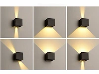 10 x led wandlamp - bidirectioneel - kubus (sw-2312-2) - 10w (zwart)