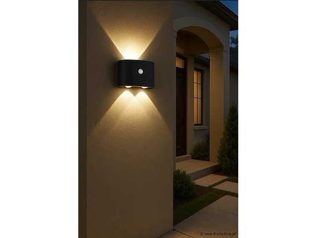 10 x led wandlamp met sensor – sw-2310-2 – 4w – 3500k warm wit – zwart – ip54 – aluminium - afbeelding 1 van  2