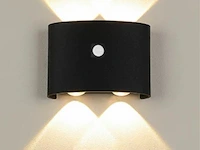 10 x led wandlamp met sensor – sw-2310-2 – 4w – 3500k warm wit – zwart – ip54 – aluminium - afbeelding 2 van  2