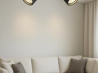 10 x plafondlamp rond gu10 – 2 draaibare spots – zwart – aluminium – ø120 mm – ip20 - afbeelding 1 van  4
