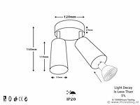 10 x plafondlamp rond gu10 – 2 draaibare spots – zwart – aluminium – ø120 mm – ip20 - afbeelding 4 van  4