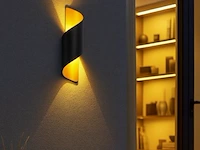 10 x tweerichtings led wandlamp – 2x3w – 3500k neutraal wit – zwart/goud – ip54 (sw-34) - afbeelding 1 van  5