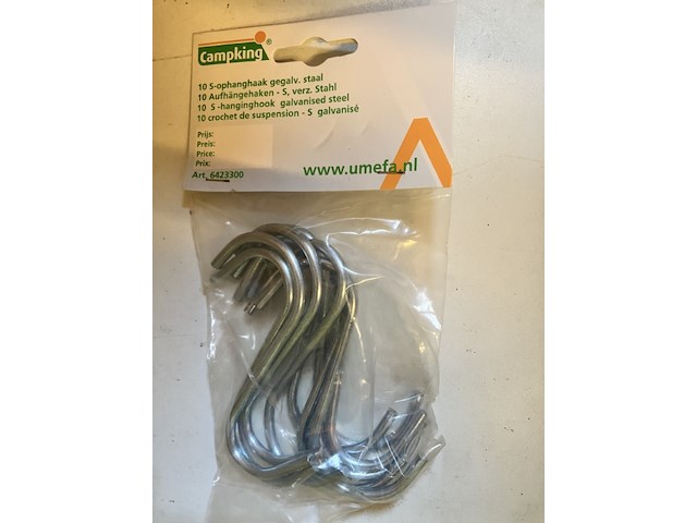 10 x zakje met 10 s haken campking - afbeelding 2 van  3