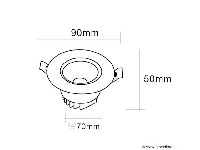 100 x inbouw led spot – 7w – draaibaar – dimbaar – 6500k koud wit – cob – ø70mm – ip20 - afbeelding 5 van  6