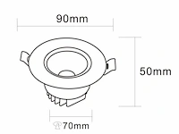 100 x inbouw led spot – 7w – draaibaar – dimbaar – 6500k koud wit – cob – ø70mm – ip20 - afbeelding 5 van  6