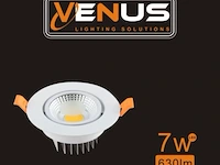 100 x inbouw led spot – 7w – draaibaar – dimbaar – 6500k koud wit – cob – ø70mm – ip20 - afbeelding 6 van  6
