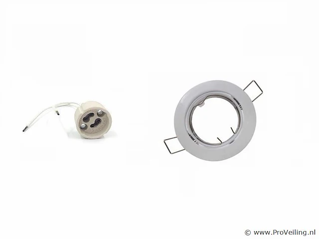 100 x inbouwlamp gu10 – draaibaar – met lamphouder – wit – rond – ip20 - afbeelding 1 van  5
