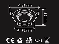 100 x inbouwlamp gu10 – draaibaar – met lamphouder – wit – rond – ip20 - afbeelding 4 van  5