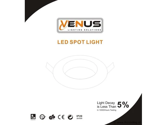 100 x inbouwlamp gu10 – draaibaar – met lamphouder – wit – rond – ip20 - afbeelding 5 van  5