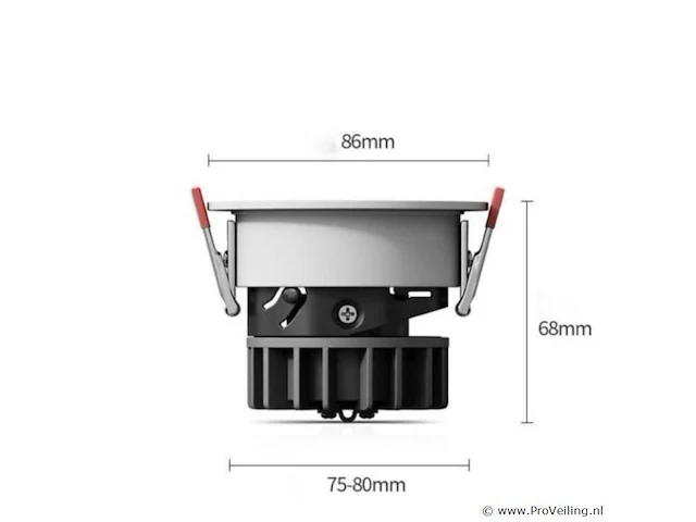 100 x led inbouwspot – 7w – 3000k warm wit – wit/zilver – cob – ø75mm – ip20 - afbeelding 2 van  4