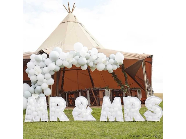 10x ginger ray - ballonstandaard mr & mrs - wit - per set - afbeelding 1 van  2