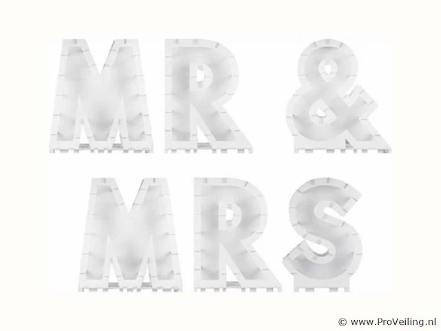 10x ginger ray - ballonstandaard mr & mrs - wit - per set - afbeelding 2 van  2