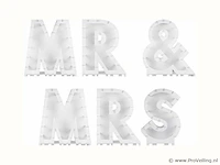 10x ginger ray - ballonstandaard mr & mrs - wit - per set - afbeelding 2 van  2