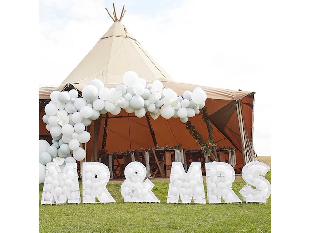 10x ginger ray - ballonstandaard mr & mrs - wit - per set - afbeelding 1 van  3