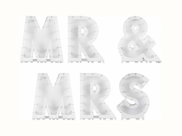 10x ginger ray - ballonstandaard mr & mrs - wit - per set - afbeelding 2 van  3