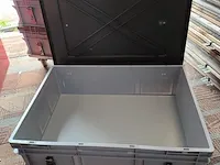 10x opslagbakken met deksel en dolly engels, grijs / chroom - afbeelding 3 van  5