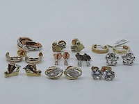 10x paar gouden oorstekers en oorbellen, 14 karaats - afbeelding 1 van  11