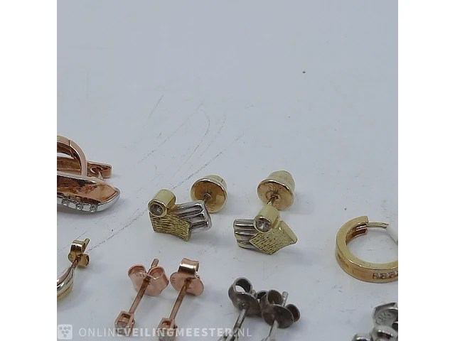 10x paar gouden oorstekers en oorbellen, 14 karaats - afbeelding 5 van  11