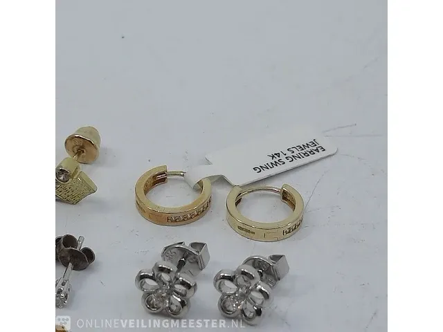 10x paar gouden oorstekers en oorbellen, 14 karaats - afbeelding 6 van  11