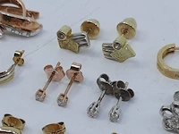 10x paar gouden oorstekers en oorbellen, 14 karaats - afbeelding 8 van  11