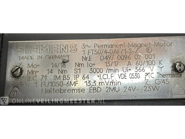 10x permanent magneet servomotors siemens, 3x 1ft5076, 2x1ft5064, 2x 1ft5108, 1ft5102, 1ft5074,1ft5106, alles is met rem - afbeelding 7 van  7