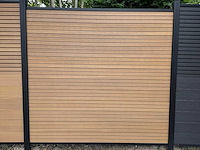 10x triple rhombus eiken composiet schutting inclusief tuinpalen (18,7 mtr) - afbeelding 1 van  7
