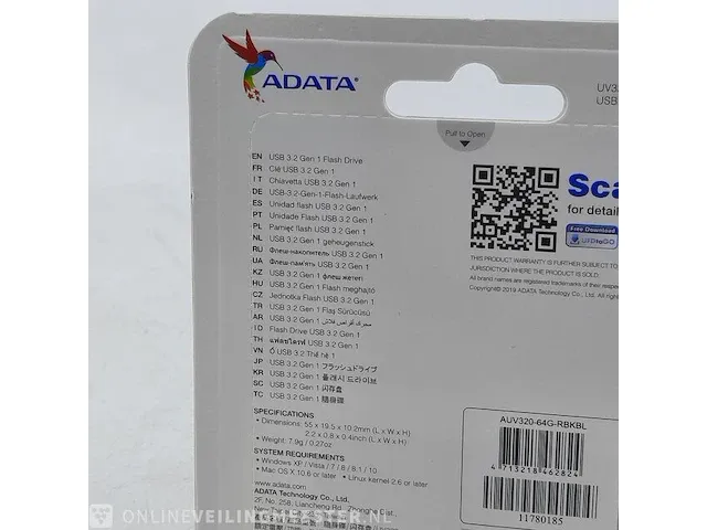 10x usb stick adata, uv320 64gb usb 3.2 flash drive - afbeelding 5 van  6