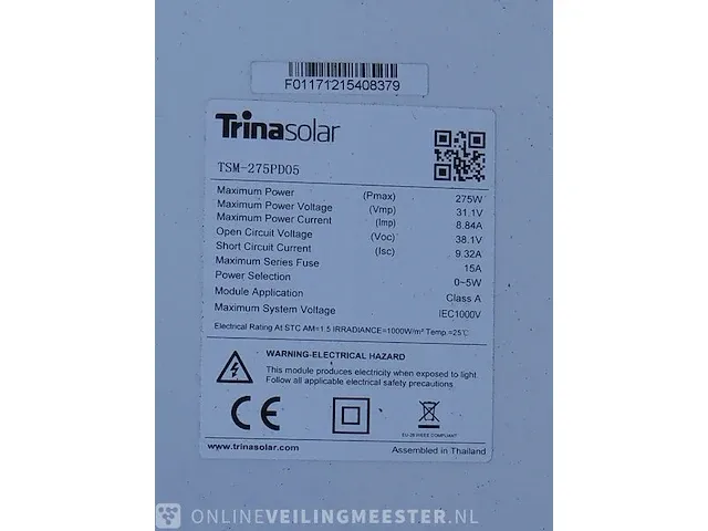 11x zonnepanelen trinasolar 275wp per paneel trinasolar - afbeelding 4 van  5