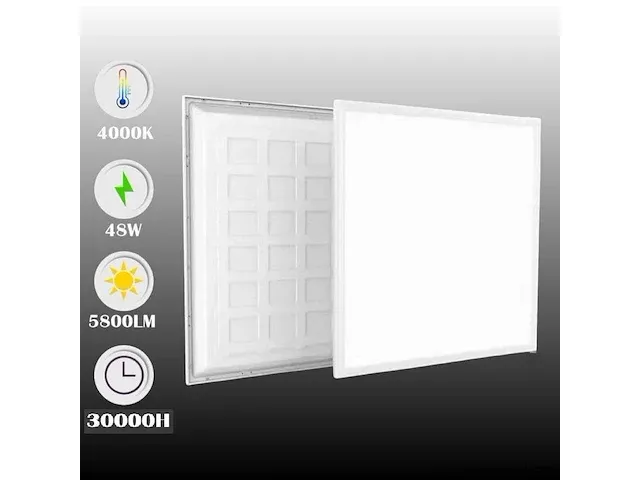 12 x led paneel 48w - 60cm x 60cm - 4000k neutraal wit - afbeelding 1 van  4